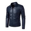 Men Bomber Faux Leather Jacket Men Solid Color Casual Slim Fit Jacket Coats Male Motorcycle Stand Collar Pu Jacket Fashion