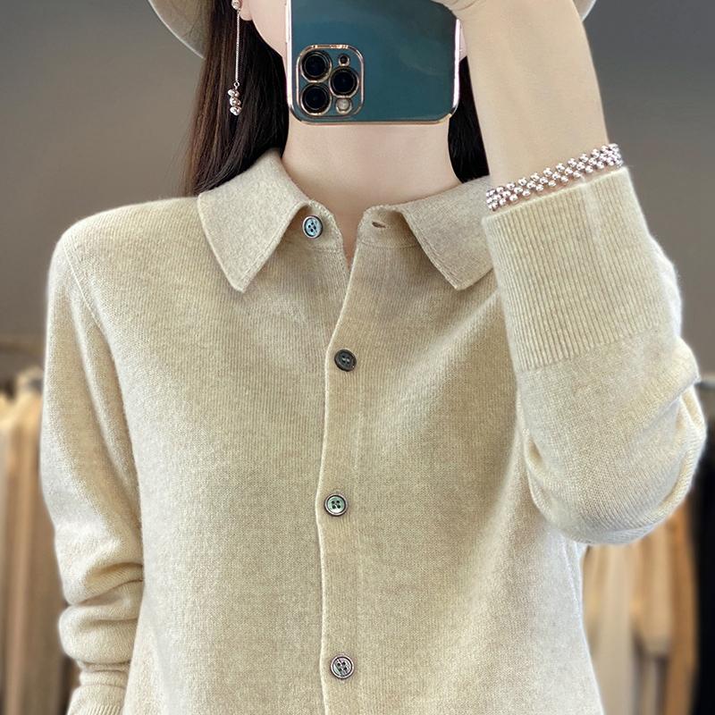 Women's Cashmere Cardigan Qinghe Cashmere 30% Cashmere 70% Wool Women's Autumn and Winter Cashmere Cardigan Soft and Warm