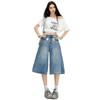 Fashion Summer High Street Vintage Slim Wide Leg Straight Denim Cropped Capri Pants Versatile AllMatch FigureFlattering Casual Wear