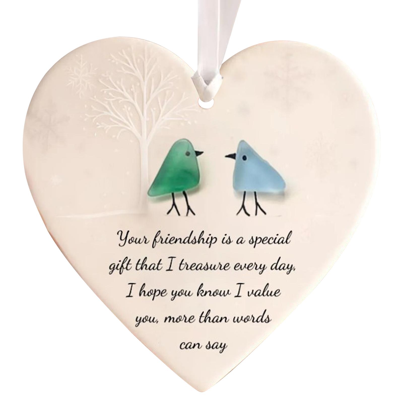 

Christmas Heart-Shaped Sea Glass Friendship Ornament Hanging Ornament Friendship Decor For Friend Gift