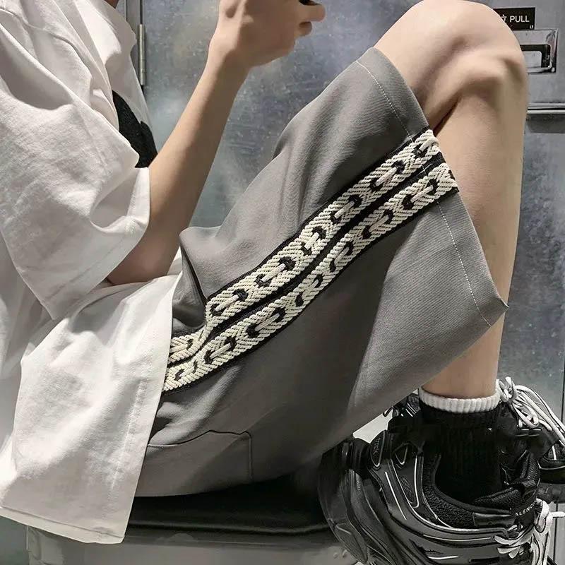 Men's Summer Breathable and Comfortable Side Webbing Design Casual Shorts Five Points Large Size Loose Sports Outer Wear Shorts