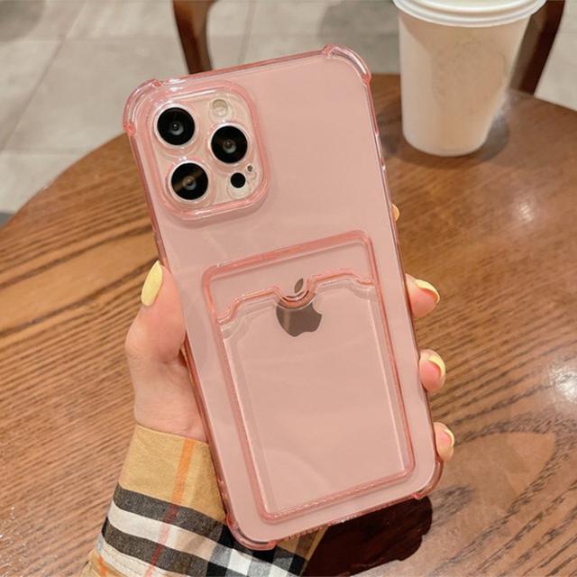Shockproof Clear Card Bag Phone Case For Iphone 14 13 11 12 Pro Max 13pro Xr Xs Max X 7 8 Plus 11 Transparent Soft Bumper Cover
