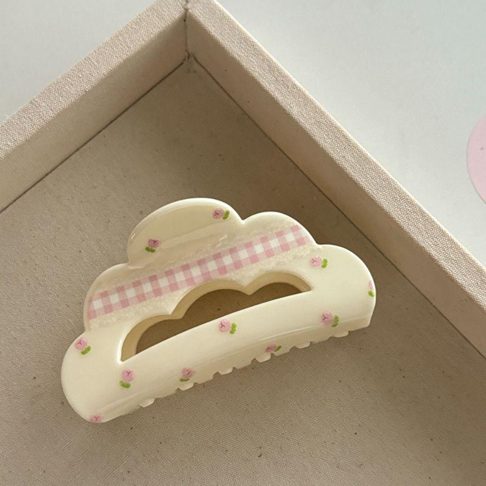 Korean Style Acrylic Bow Hair Claw Flower Geometry Shark Clip Lattice Hair Crab Clip  Outdoor
