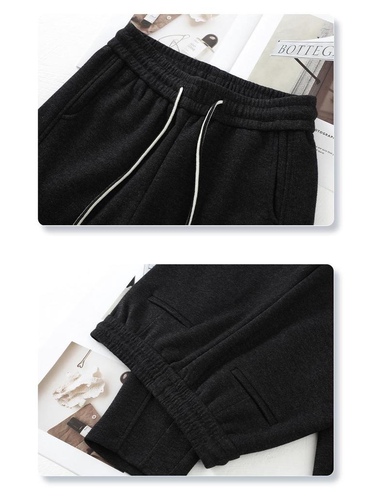 2024 Women's Khaki Wool Acetate Harem Pants - Petite Nine-Point Carrot Style for Autumn/Winter