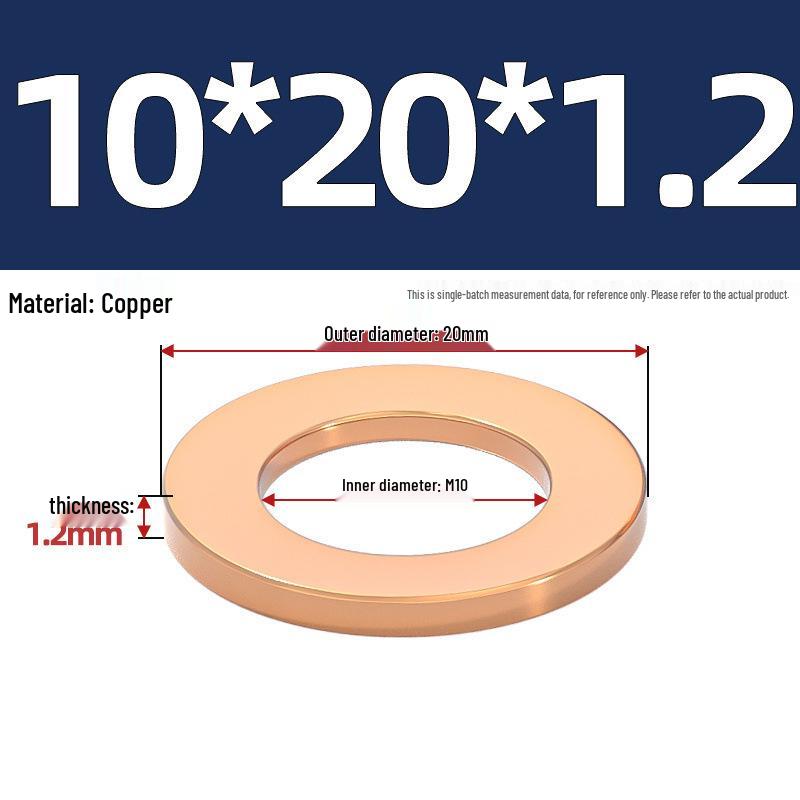 Pure Red Copper Gasket Sealing Ring for Marine Instruments, Metal Flat Washer M3-M60mm