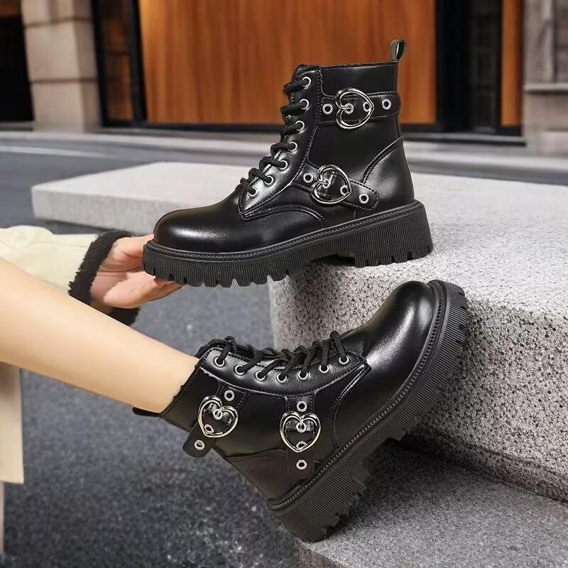 2025 autumn and winter new retro leather short boots platform locomotive Martin boots western tooling boots Chelsea cigarette boots women