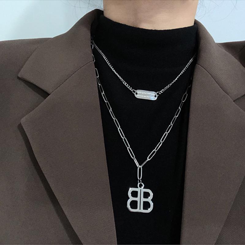 Women's Light Luxury Washable Titanium Steel Hip Hop Clavicle Necklace - Trendy Cold Style Sweater Chain Accessories