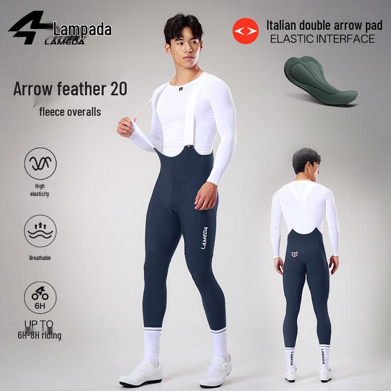 Pantaloni da Ciclismo Lampaida Arrow 20 Double Arrow Unisex con Bretelle, Tasche e Assorbimento degli Urti per Autunno/Inverno