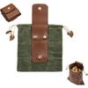 Foldable Canvas Belt Bag, Collapsible Foraging Bag Mushroom Storage Leather, Multipurpose Bushcraft Belt Storage Water Resistant Leather Pouch Basket