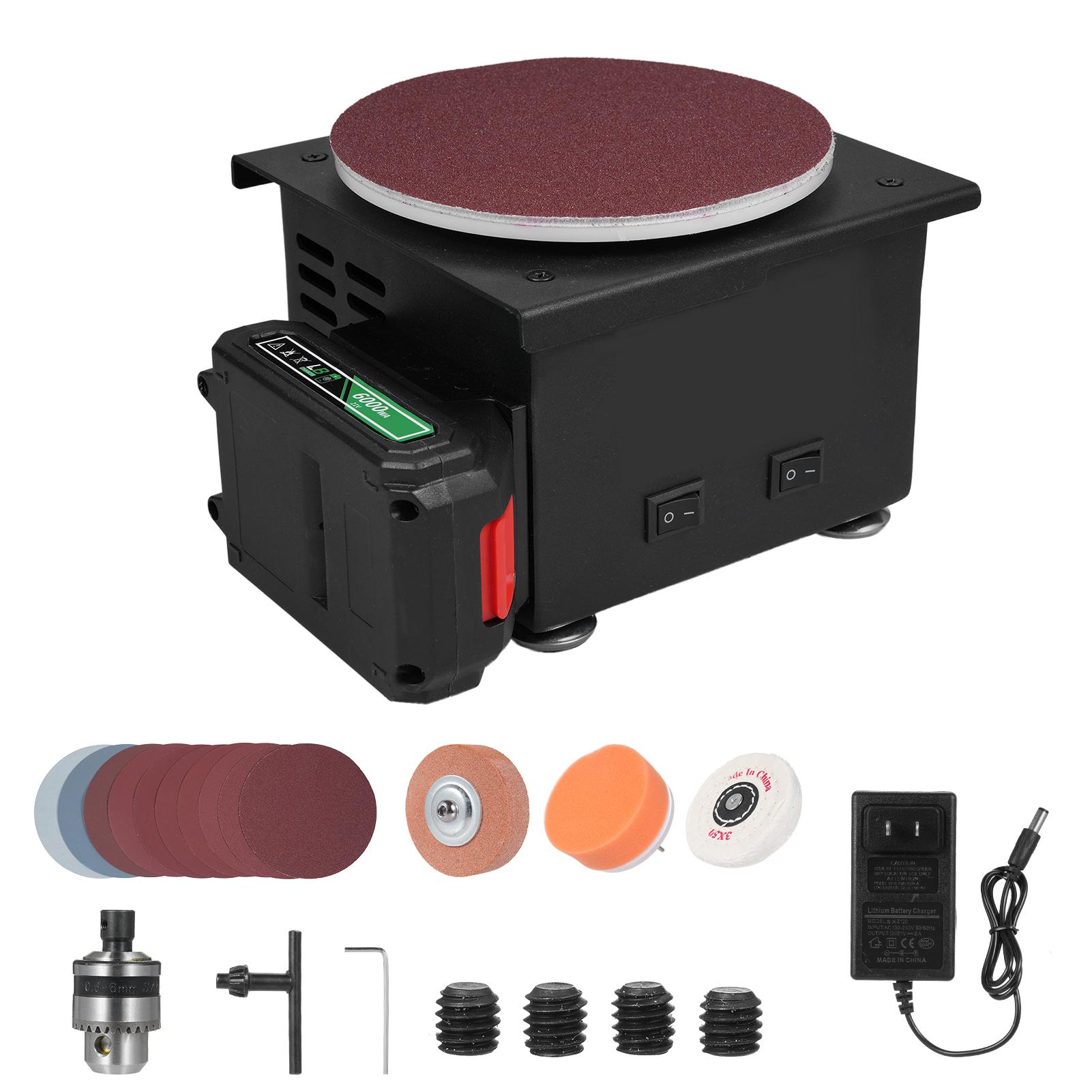

Шлифовально-полировальный станок с электрической настольной шлифовальной машиной с литиевой батареей 6000WA, мини-дисковая шлифовальная машина чёрный