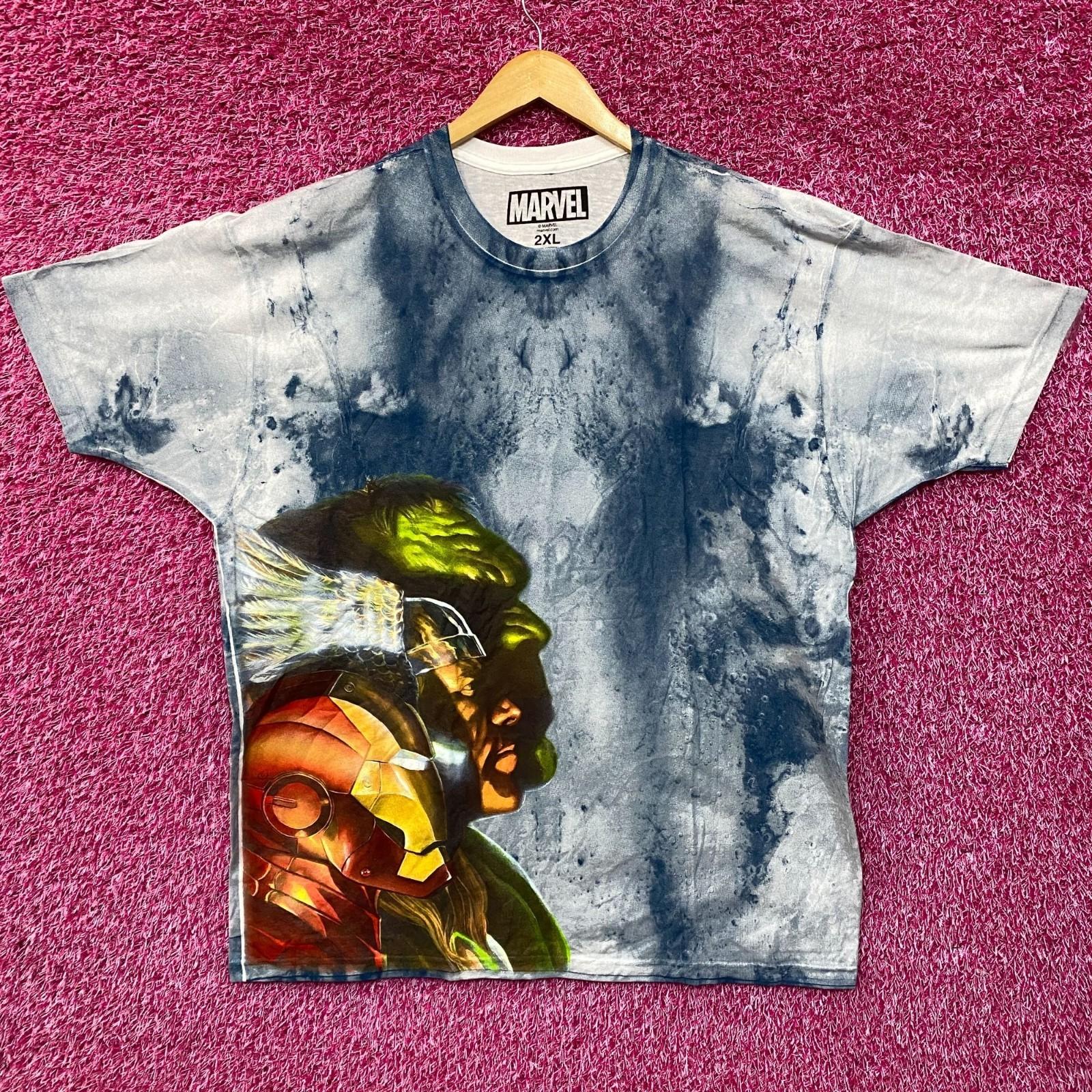 Marvel The Avengers Blue Tie Dye 100% Cotton T-shirt Mens Tees Top L