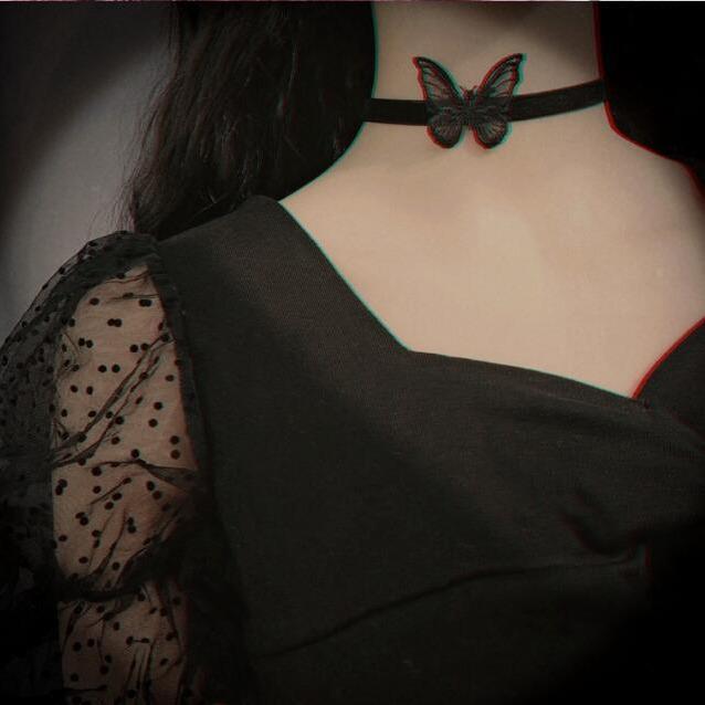 Black 3D Butterfly Lace Choker Necklace - Handmade Jewelry