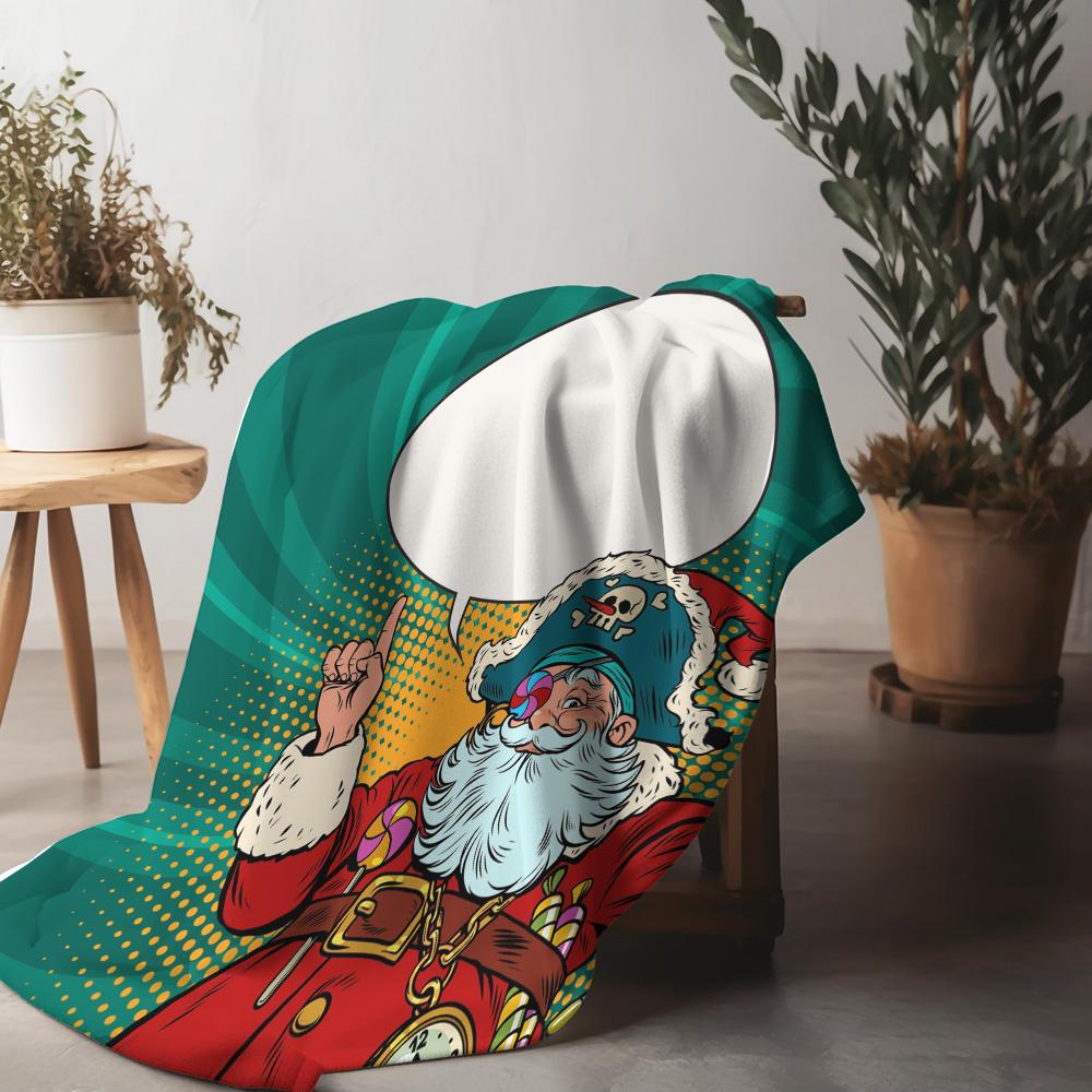 

Santa Claus Throw Blanket Pirate Christmas Festive Cozy Home Decor Gift Holiday Reindeer Elf Novelty Warm Bedspread Decoration 75x90cm