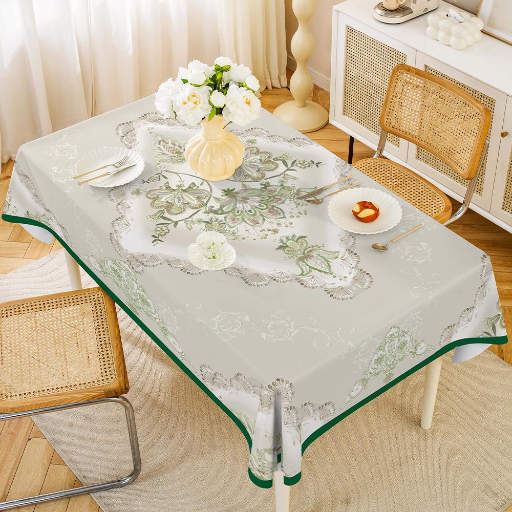 Central Asian Russian PVC Dining Tablecloth, Oil & Scald-Proof, Wash-Free, for Rectangular Tables.