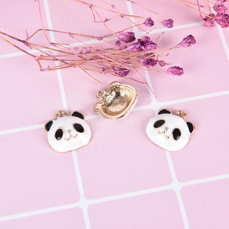 10Pcs/Set Cute Panda Animals Alloy Enamel Charms Pendant Diy Craft Jewelry Gift