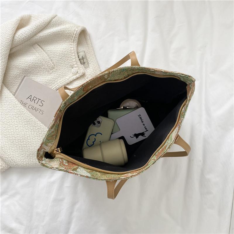 Summer popular single shoulder women's bag new literary oil painting graffiti tote bag casual large-capacity handbag