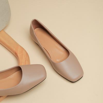 2025 primavera nuove taglia grande 41 scarpe singole a punta quadrata tacco spesso scollatura bassa scarpe da nonna comode tacco basso quattro stagioni scarpe da donna