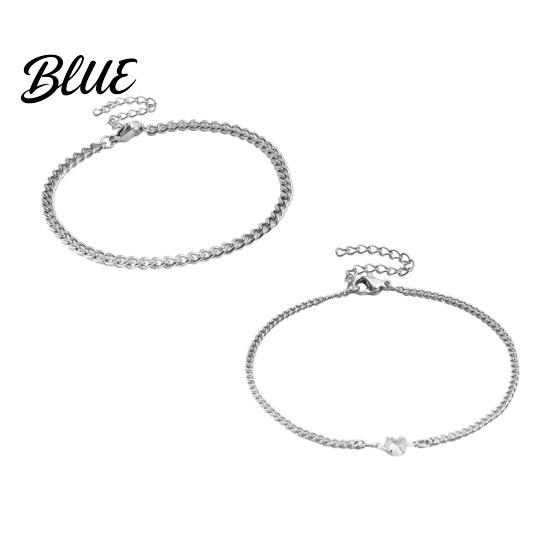 Wrist Adornment 2Pcs Women Charm Bracelet Shiny Rhinestone Inlaid Adjustable