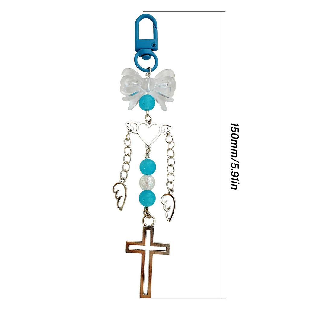Elegant Butterfly Bowknot Angelic Love Heart Crosses Keychain Charm Pendant Alloy Fashion for Women Ladies Daily Use