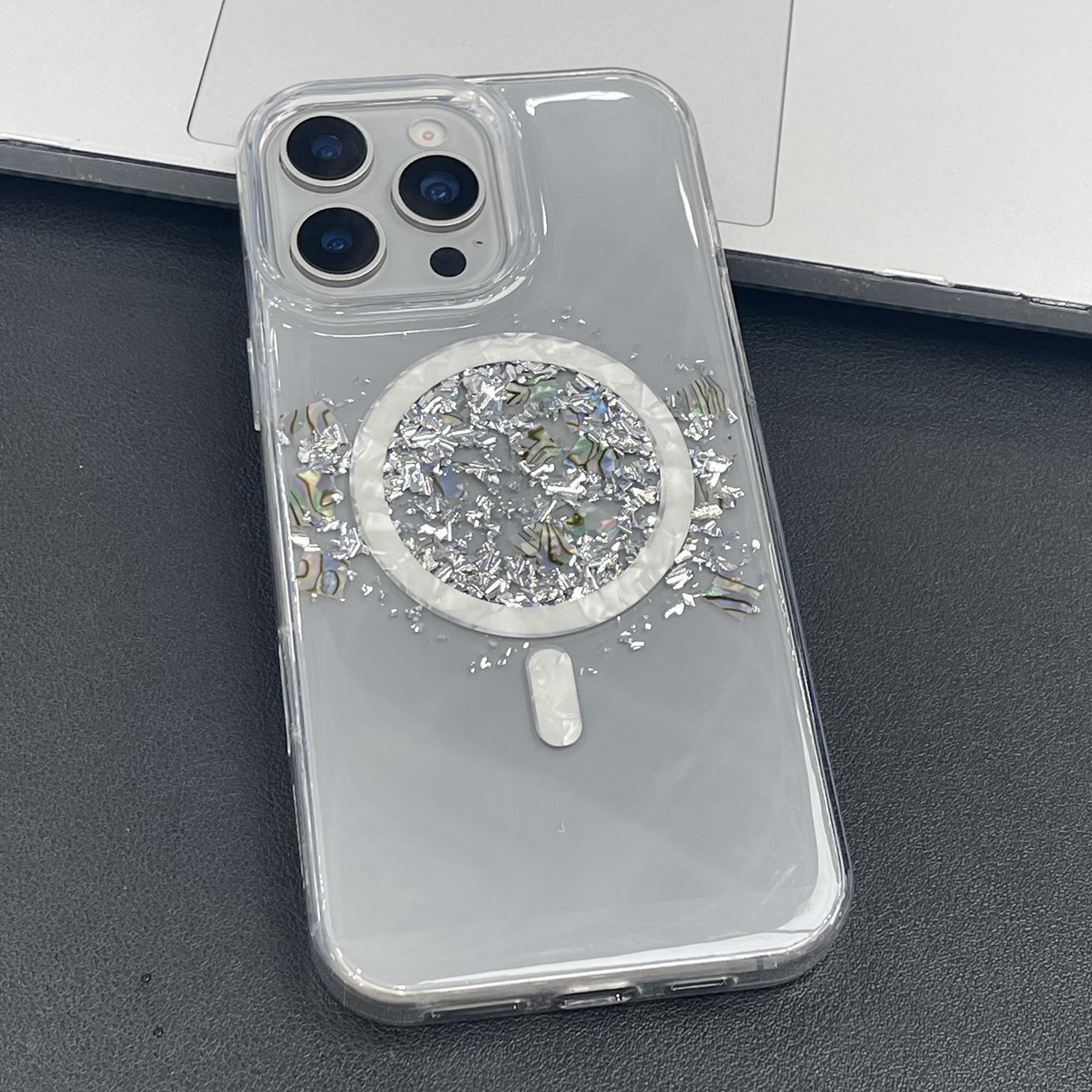 

MOBEST For iPhone 16 Pro Max Magnetic Case Shell Shape Glitter Design TPU+PC Phone Cover As Shown A