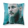 Ragnar Lothbrok Vikings Pillowcase Polyester Linen Velvet Pattern Zip Decor Sofa Seater Cushion Cover Wholesale