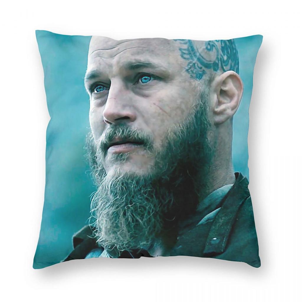 Ragnar Lothbrok Vikings Pillowcase Polyester Linen Velvet Pattern Zip Decor Sofa Seater Cushion Cover Wholesale