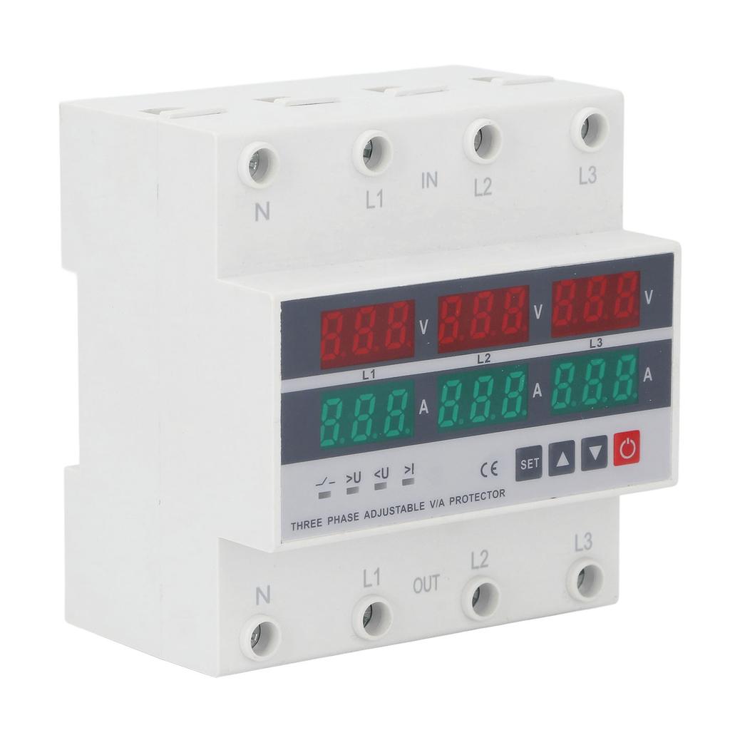 Under Over Voltage Protector 63A,   Reset Protector with Flame Retardant Casing for   Appliance, Real Time Display, Easy Installati