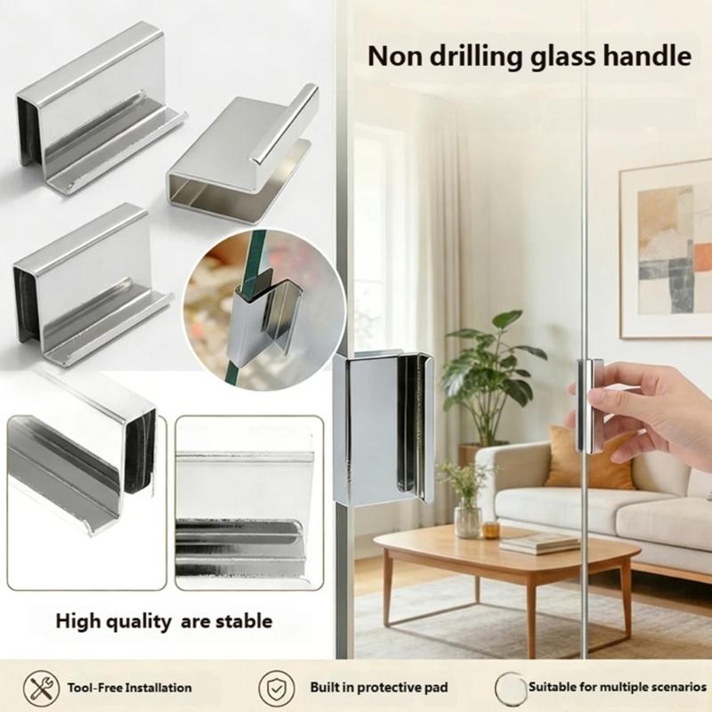 Set di 4 Maniglie per Vetro Facili con Foro in Metallo Robusto Maniglia Moderna per Porta in Vetro Perfetta per Ante di Armadi e Guardaroba