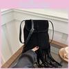 Elegant 2024 Autumn Retro Small Square Bag With Unique Fringe Accents For Daily Use