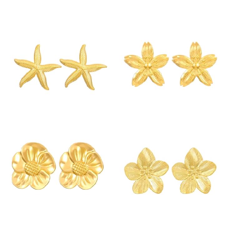 Versatile and Stylish Flower Earrings Eye Catching Gold Finish Flower Earrings Stylish Ear studs Charm for Daily Wear 1