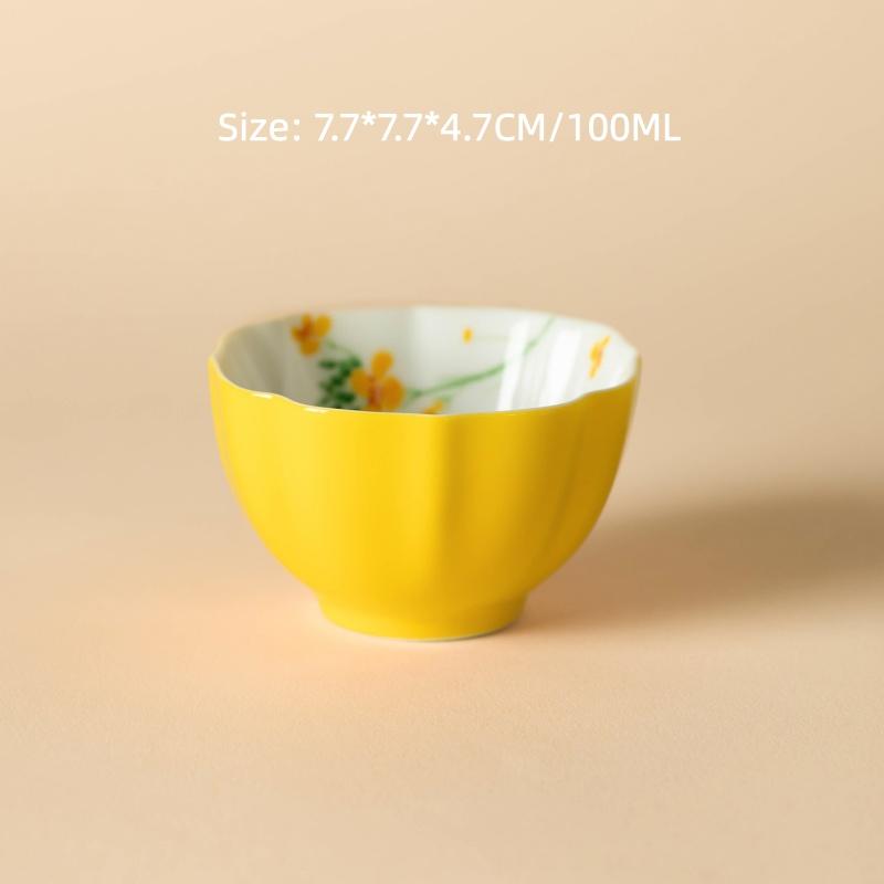 

100ML Hand Drawn Beutiful Flowers Tea Cup Tea Tasting Cup Big Capacity Tea Ceremony Kungfu Tea Cup 200ml