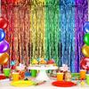 Wavy Tinsel Foil Fringe Curtain Background Decoration Rain Curtain Wedding Birthday Party Anniversary Christmas Decoration