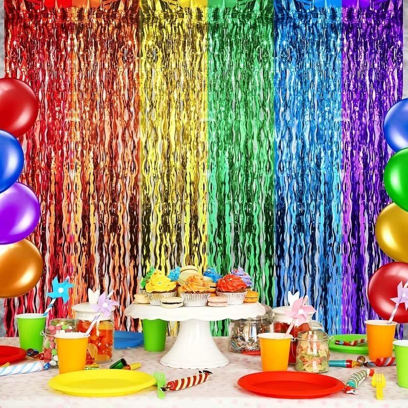 Wavy Tinsel Foil Fringe Curtain Background Decoration Rain Curtain Wedding Birthday Party Anniversary Christmas Decoration
