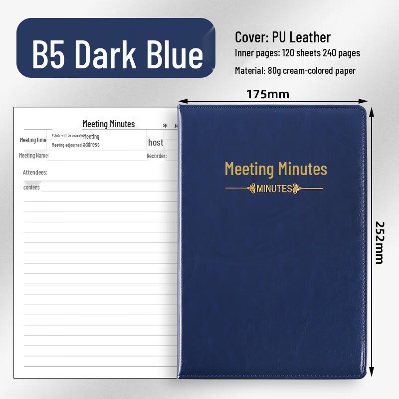 SHEN SHI B5/18K Business Meeting Notebook, 120 Sheets