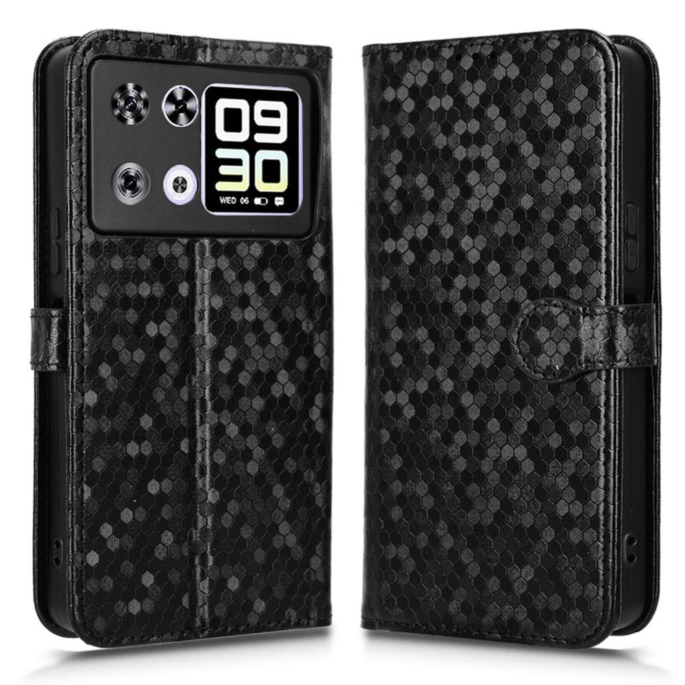 For Cubot P90 Wallet Case Dot Pattern Imprint PU Leather Phone Cover with Wrist Strap