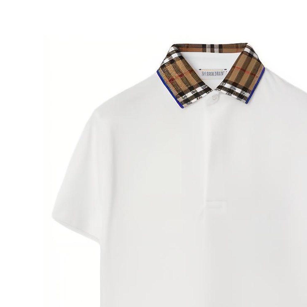 Burberry T Shirt Kids' Apparel Check Collar Cotton Polo Shirt White Kids' 80731601