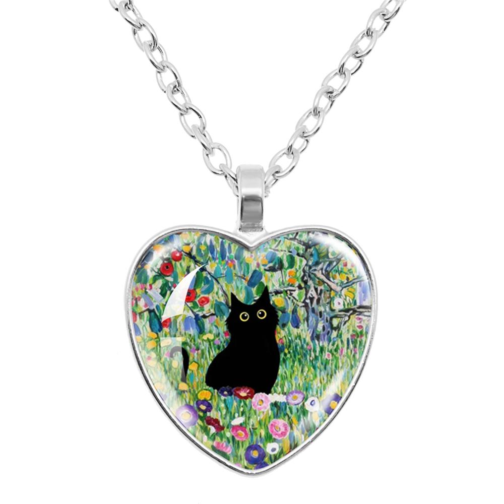 Gepersonaliseerde Kitten Kat Hart Hanger Ketting Dier Vorm Kunst Foto Glas Cabochon Sieraden Kinderen En Vrouwen