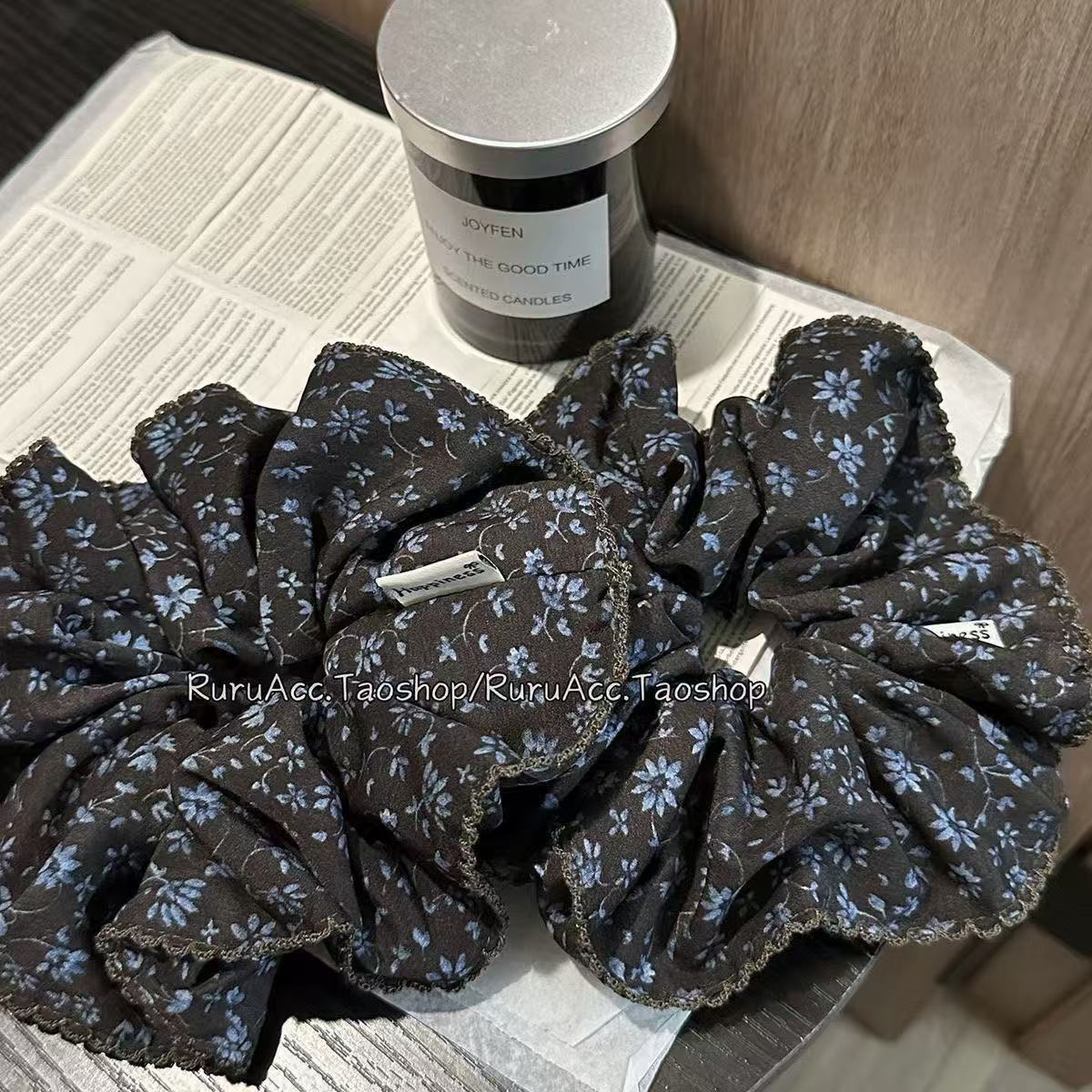 Высококачественная Ретро Кофейно-Синяя Цветочная Большая Кишка Резинка-Скручивание Мяч для Объема Волос Волосная Резинка Корейская Новая Резинка для Хвоста Головная Резинка