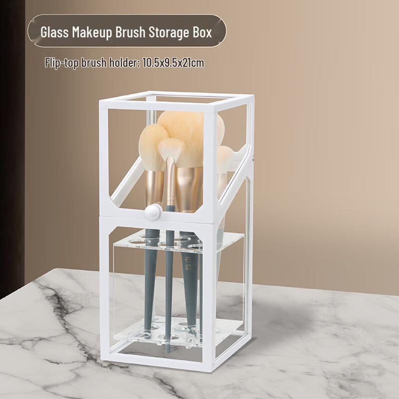 miflame Transparent Flip-Lid Pen Holder Storage Box