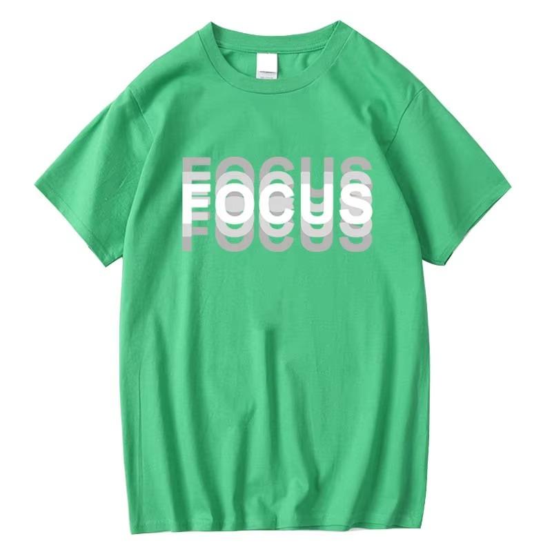 Summer Men's  Blend High Quality Casual Sports Loose Oversized Funny Focus Print Round Neck Short Sleeved T-shirt Tops