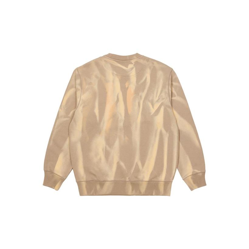 Palace Try-Dye Round Neck Letter Sports Sweatshirt Unisex Sweatshirt Beige P20CS014