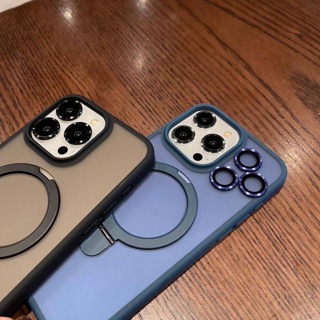 Applicable To IPhone 17 Magnetic Fulcrum Stand Mobile Phone Case Apple 16 Matte Skin Feeling with Lens Film