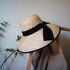 French Retro Hepburn Treasure Grass Woven Bell-Shaped Basin Hat Top Hat Women'S Summer Sunshade Sunscreen Vacation Beach Big Straw Hat