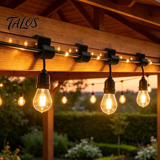 String Light Installation Tools Outdoor Clips, Black Plastic Organize Hooks, Weather Resistant Mounts Snap-on Fasteners for Garden Backyard Decoration