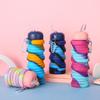 Folding Reusable Sports Water Bottles Leakproof Silicones With Carabiner for Outdoor Activity Water