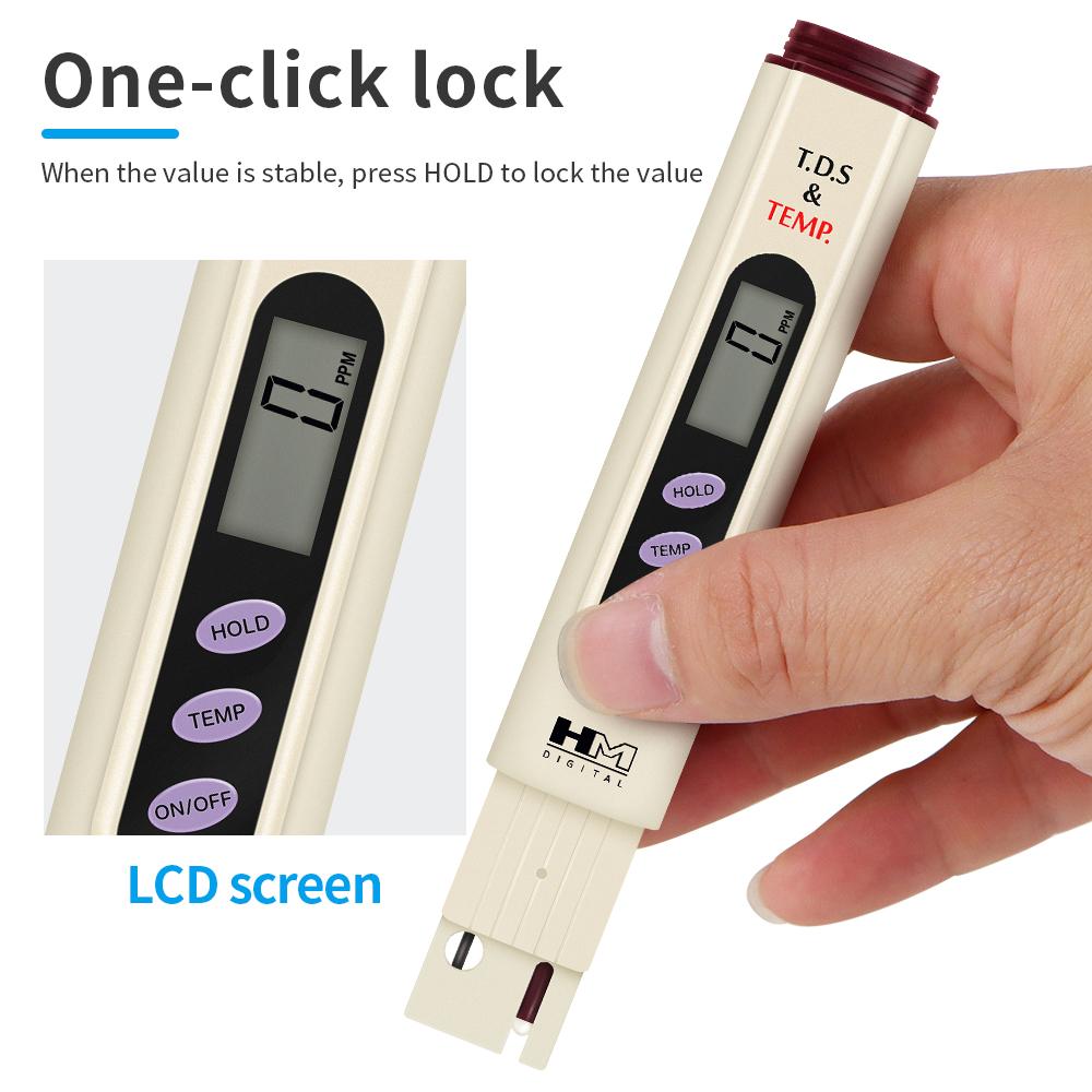 HM Water Quality Tester Handheld TDS Meter 2 In 1 TDS Temp Detector LCD Display Water Quality Test Pen for Aquariums Pools