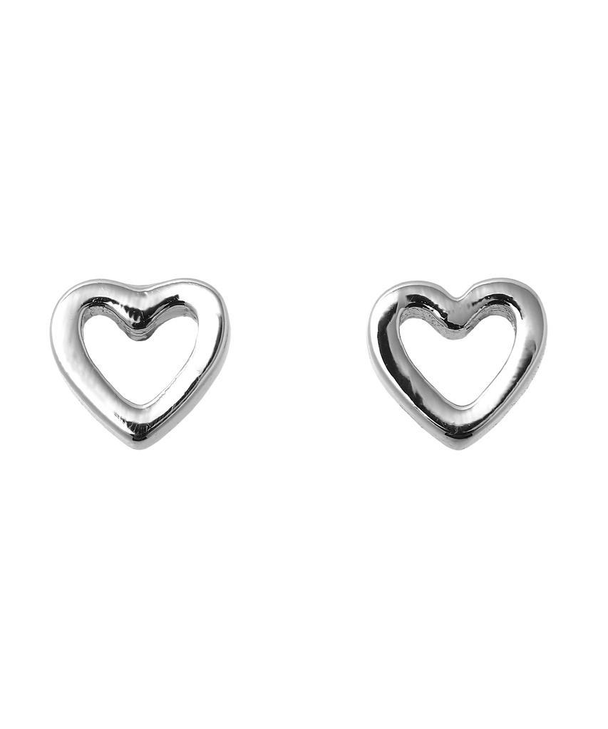 Ccorie 14K Gold Mini Open Heart Earrings Silver