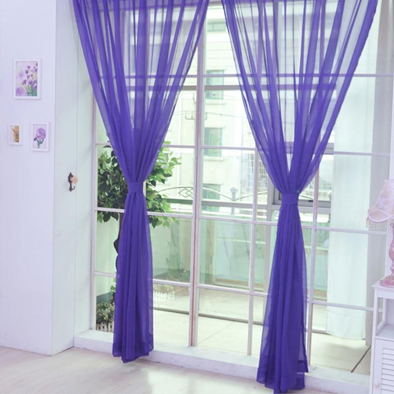 1 pc Colorful Sheer Tulle Curtains Polyester Solid Color Rod Pocket Curtain For Bedroom Kitchen Living Room Kid Room Classroom