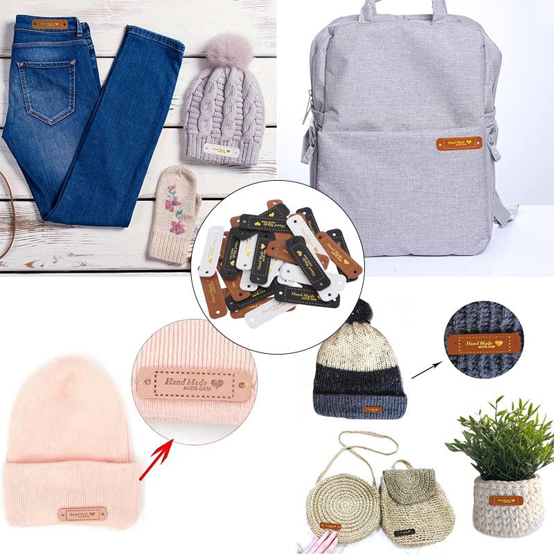 10PCS/PACK Leather Label Hot Stamped Clothing Classification Tags Gift Packaging Woven Products