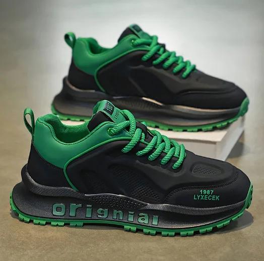

2025 New Men s Classic Sneakers Trend Thick Bottom Height Increasing Sports Leisure Running Shoes Zapatos para hombres 44 зелёный